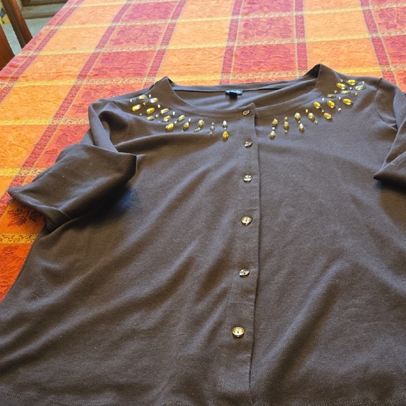 Rafaella Women's Brown Button Down Shirt with Gold Details - Picture 6 of 8